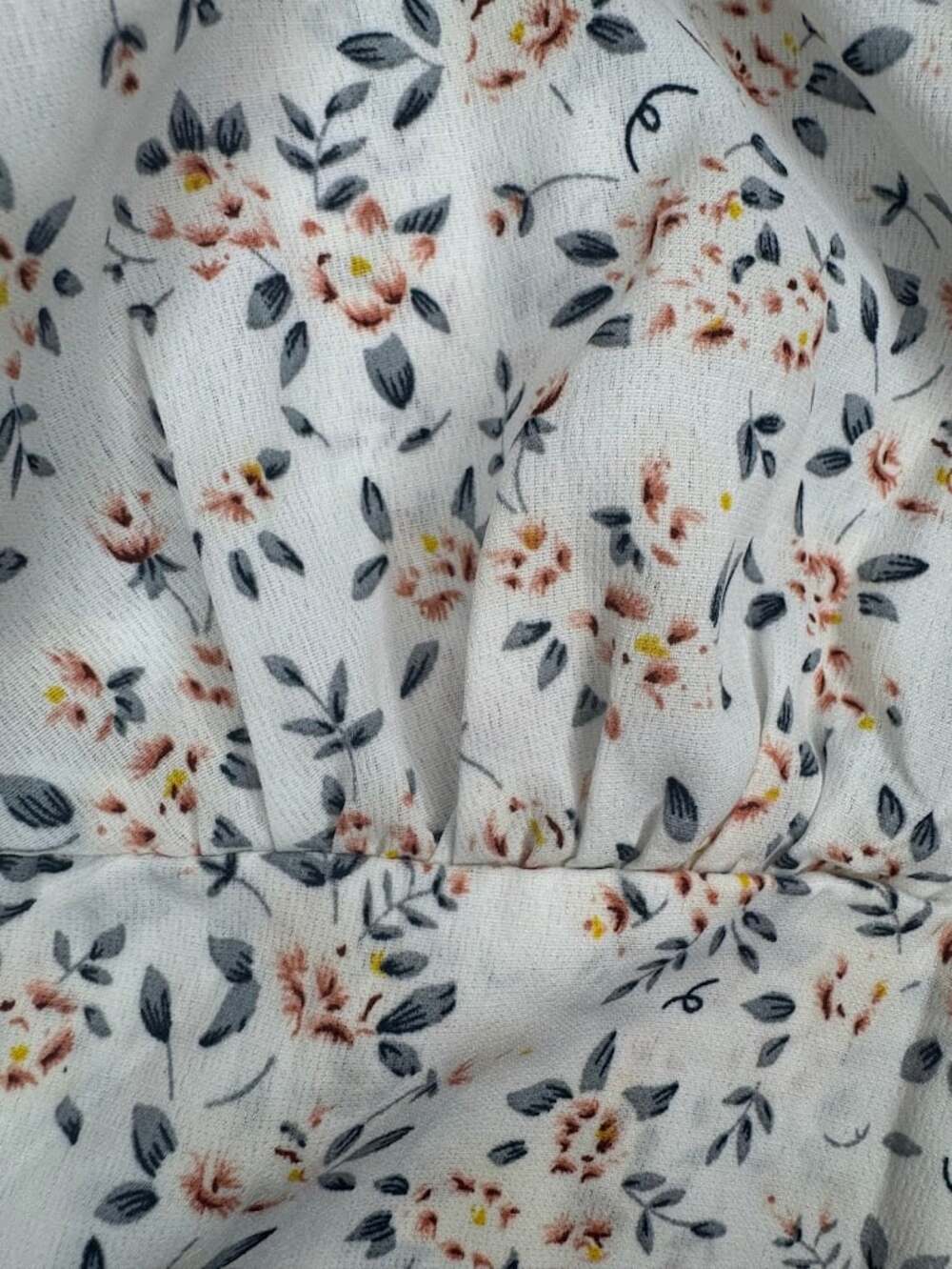 White Floral Crop Top Puff Long Sleeve Square Neck Women’s Medium - Picture 5 of 5